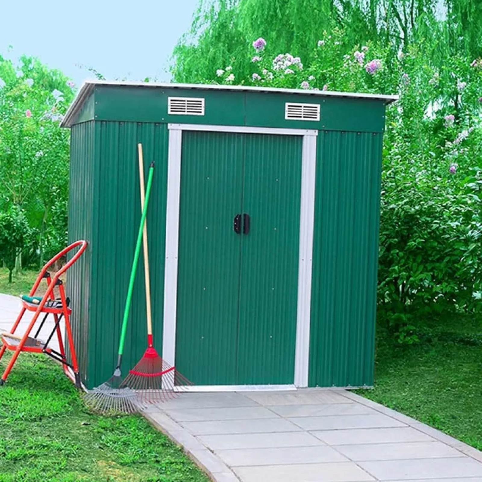 Garnero Arredamenti Attrezzi Da Giardino-Casetta box da esterno per attrezzi 194x182cm verde Franco