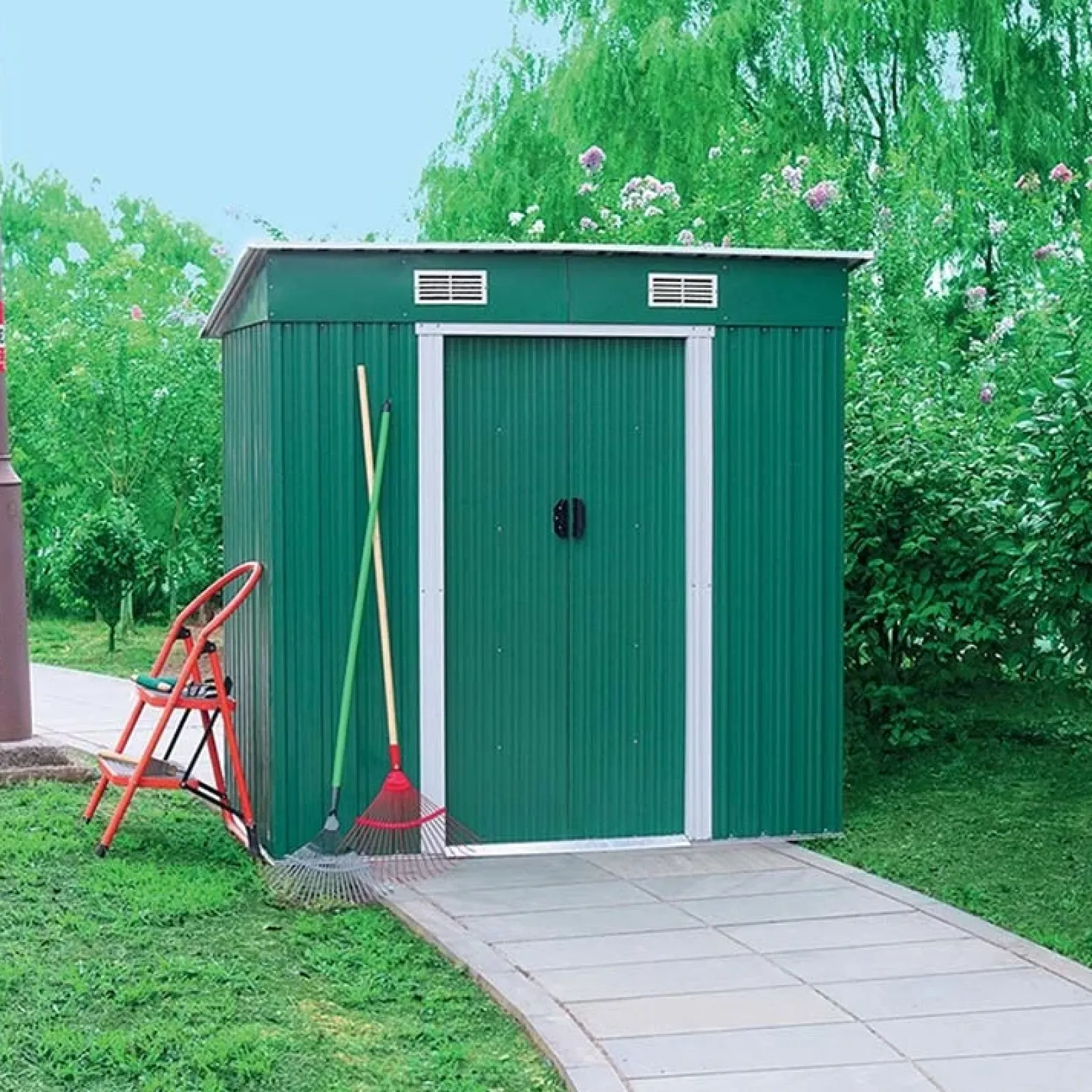 Garnero Arredamenti Attrezzi Da Giardino-Casetta box da esterno per attrezzi 194x182cm verde Franco