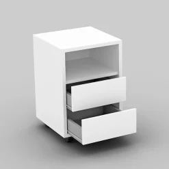 Garnero Arredamenti Cassettiere Ufficio|Cassettiera-Cassettiera ufficio 40x62h cm 2 cassetti bianco Callum Bianco Opaco