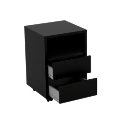 Garnero Arredamenti Cassettiere Ufficio|Cassettiera-Cassettiera ufficio 40x62h cm 2 cassetti nero Callum Nero Opaco