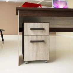 Garnero Arredamenti Cassettiere Ufficio|Cassettiera-Cassettiera ufficio 35x59h cm con ruote rovere wengé Time O Noce - Rovere