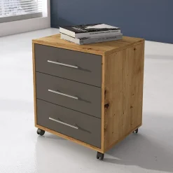 Garnero Arredamenti Cassettiere Ufficio|Cassettiera-Cassettiera ufficio 43x57h cm rovere grafite Woody Rovere Rustico - Grafite