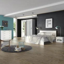 Garnero Arredamenti Cassettiera|Cassettiera-Cassettiera 100x90h 4 cassetti cm Ombra Bianco Opaco