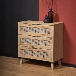 Garnero Arredamenti Cassettiera|Cassettiera-Cassettiera 80x85h cm 3 cassetti moderna rovere Sombra