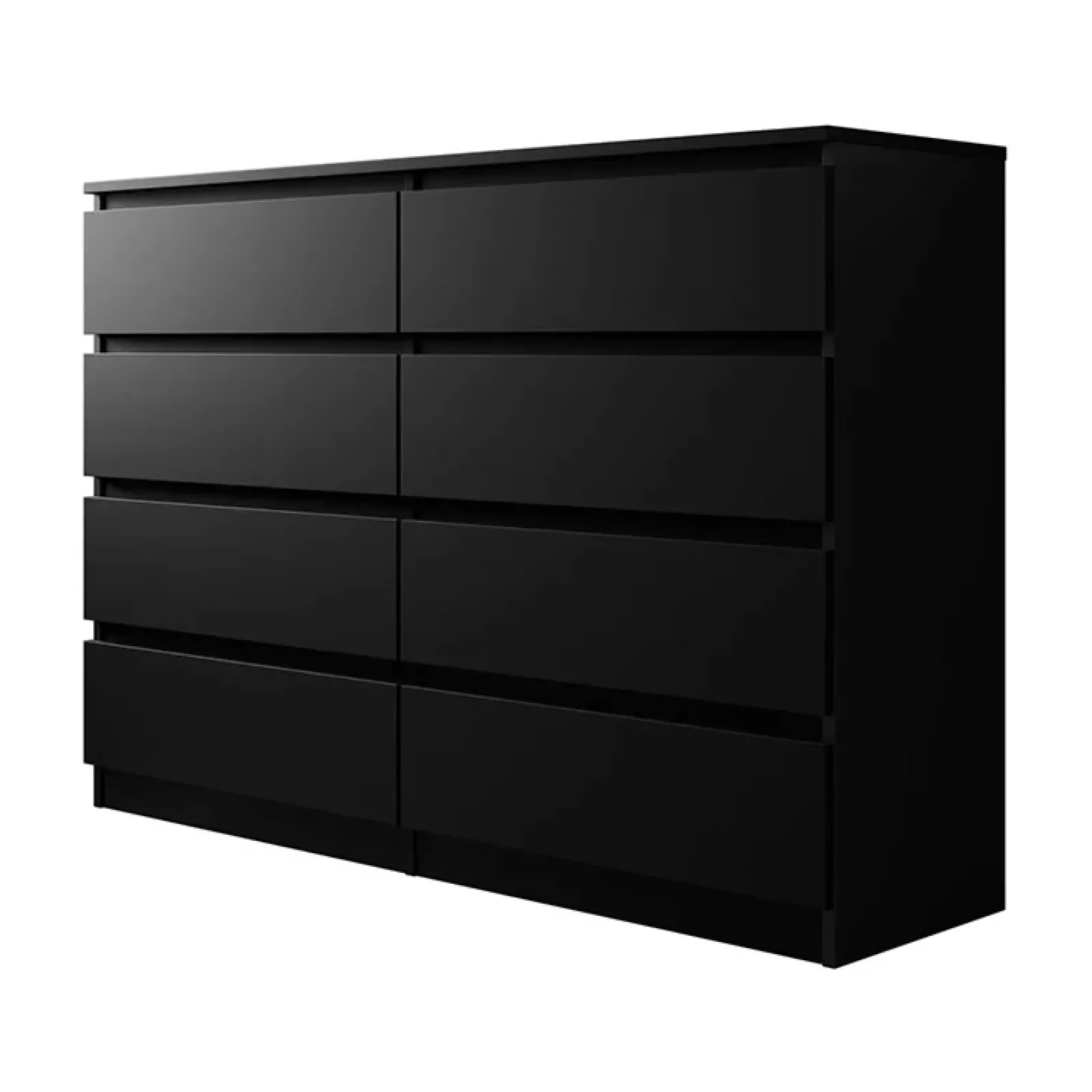 Garnero Arredamenti Comò|Comò-Cassettiera 139x100h cm 8 cassetti moderna nero Rotterdam Nero Opaco