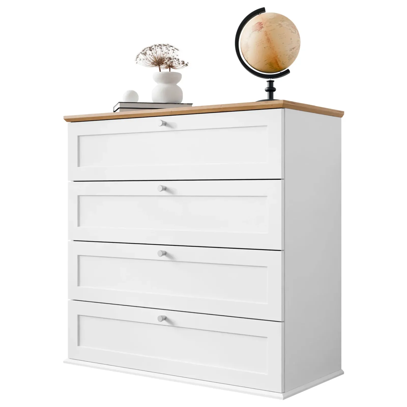 Garnero Arredamenti Cassettiera|Cassettiera-Cassettiera 92x91h cm 4 cassetti bianco rovere Relaxio