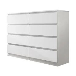 Garnero Arredamenti Comò|Comò-Cassettiera 139x100h cm 8 cassetti moderna bianco Rotterdam Bianco Opaco