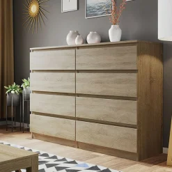 Garnero Arredamenti Comò|Comò-Cassettiera 139x100h cm 8 cassetti moderna Rotterdam Rovere