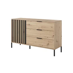 Garnero Arredamenti Comò|Comò-Cassettiera 137x82h cm 3 cassetti rovere antracite Rubik