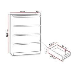 Garnero Arredamenti Comò|Comò-Cassettiera 70x100h cm 4 cassetti moderna Rotterdam Rovere
