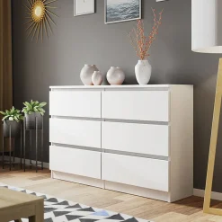 Garnero Arredamenti Comò|Comò-Cassettiera 120x77h cm 6 cassetti moderna  bianco Rotterdam Bianco Opaco