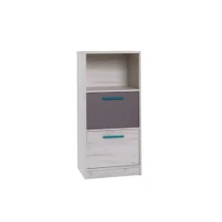 Garnero Arredamenti Comò Cameretta|Comò-Cassettiera 50x108h cm 2 cassetti cameretta bianco pino grigio blu Maya Gihome®