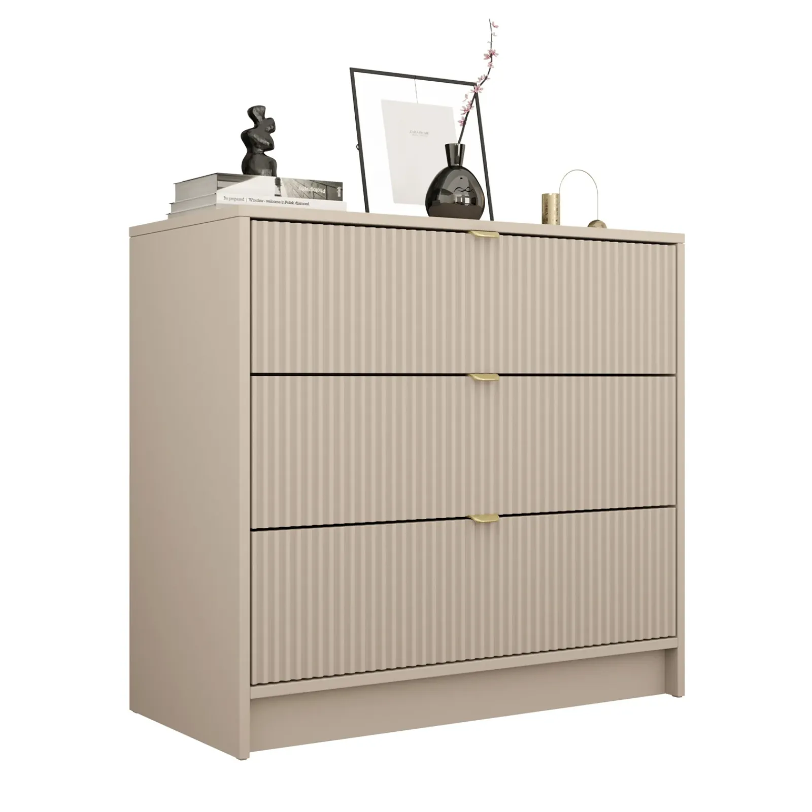 Garnero Arredamenti Cassettiera|Cassettiera-Cassettiera 80x75h cm 3 cassetti moderna Athena Beige