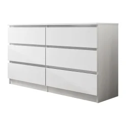 Garnero Arredamenti Comò|Comò-Cassettiera 139x77h cm 6 cassetti moderna bianco Rotterdam Bianco Opaco