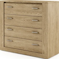 Garnero Arredamenti Cassettiera|Cassettiera-Cassettiera 100x90h cm 4 cassetti Ombra Rovere