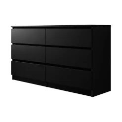 Garnero Arredamenti Comò|Comò-Cassettiera 139x77h cm 6 cassetti moderna nero Rotterdam Nero Opaco