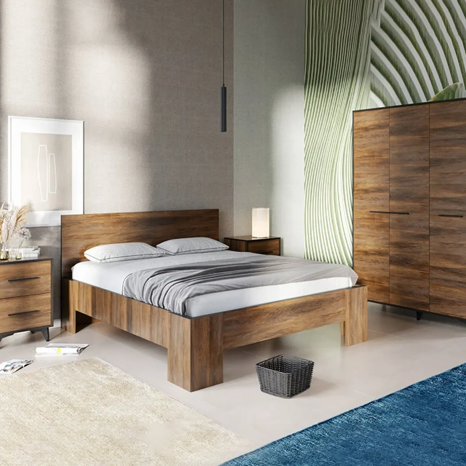 Garnero Arredamenti Comò|Comò-Cassettiera 91x95h cm 3 cassetti noce Line