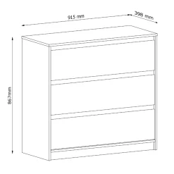 Garnero Arredamenti Cassettiera|Cassettiera-Cassettiera 92x87h cm 3 cassetti moderna rovere Funny