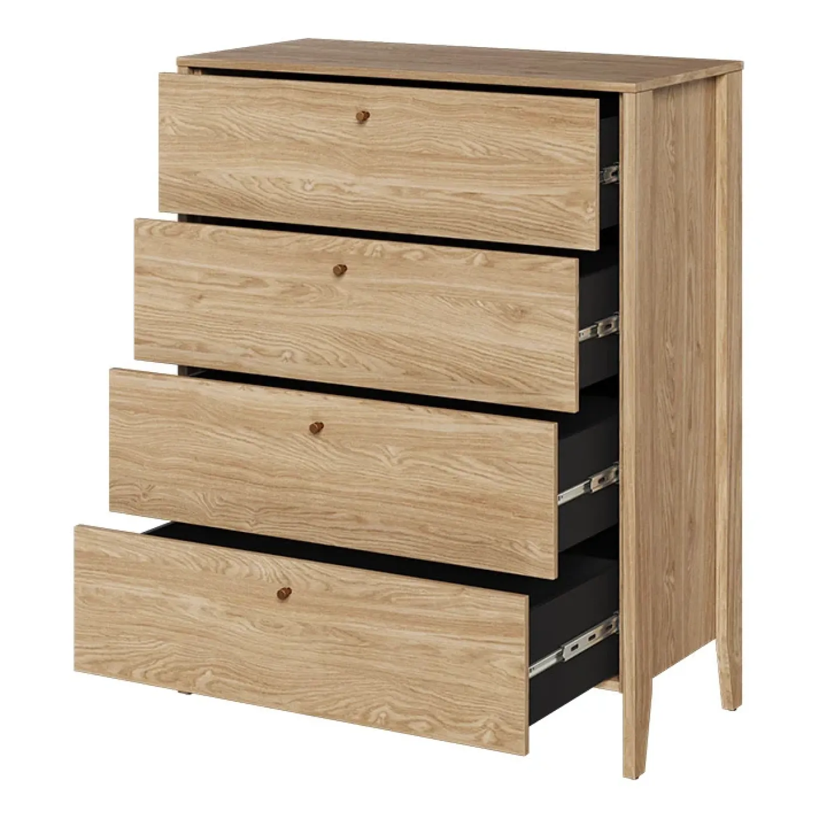 Garnero Arredamenti Cassettiera|Cassettiera-Cassettiera 92x116h cm 4 cassetti rovere Noor