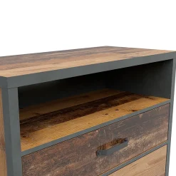 Garnero Arredamenti Cassettiera|Cassettiera-Cassettiera 91x90h cm 3 cassetti stile soft rovere scuro nero Urbania