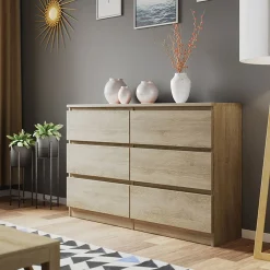 Garnero Arredamenti Comò|Comò-Cassettiera 120x77h cm 6 cassetti moderna Rotterdam Rovere