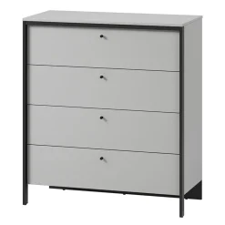 Garnero Arredamenti Cassettiera|Cassettiera-Cassettiera 101x115h cm 4 cassetti con LED grigio nero Luna