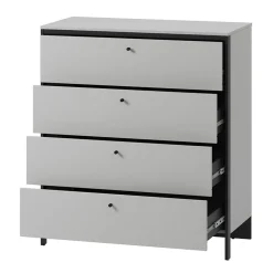 Garnero Arredamenti Cassettiera|Cassettiera-Cassettiera 101x115h cm 4 cassetti con LED grigio nero Luna