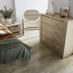 Garnero Arredamenti Cassettiera|Cassettiera-Cassettiera 100x90h cm 4 cassetti Ombra Rovere Rustico