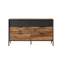 Garnero Arredamenti Comò|Comò-Cassettiera 137x82h cm 6 cassetti quercia nero Smooty