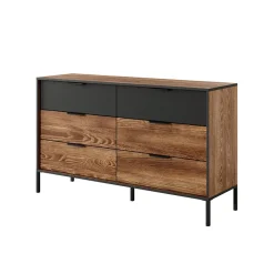 Garnero Arredamenti Comò|Comò-Cassettiera 137x82h cm 6 cassetti quercia nero Smooty