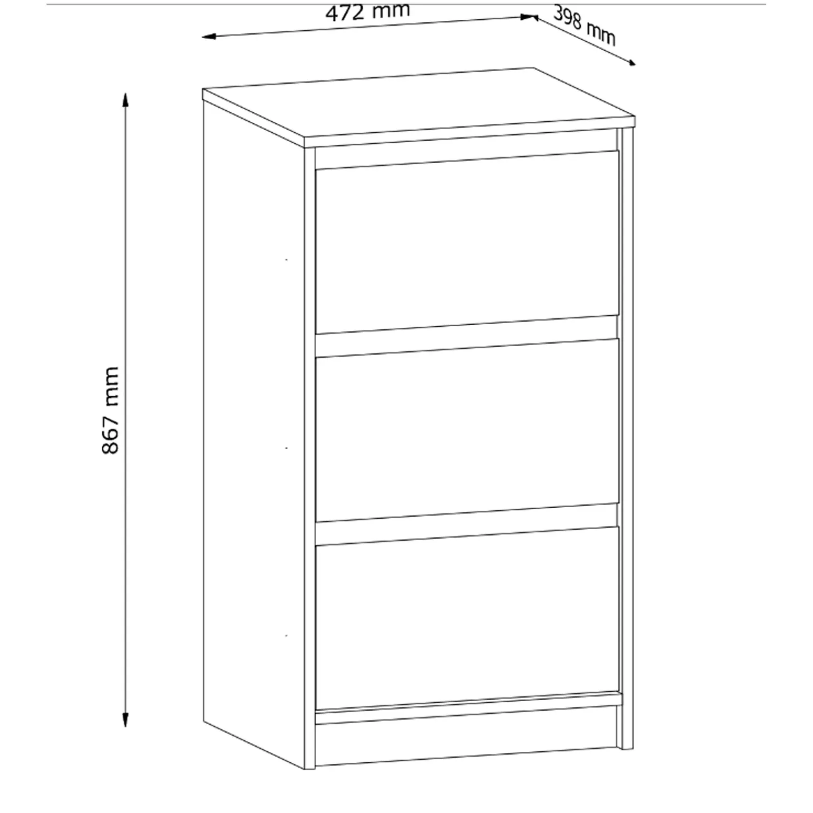 Garnero Arredamenti Cassettiera|Cassettiera-Cassettiera 47x87h cm 3 cassetti moderna rovere Funny