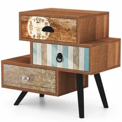 Garnero Arredamenti Comodini|Comò-Cassettiera 59x53h cm acciaio nero multicolore con stampe Kabul