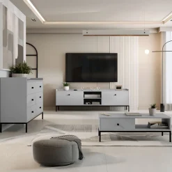 Garnero Arredamenti Cassettiera|Cassettiera-Cassettiera 130x80h cm design moderno 6 cassetti Pollon Grigio