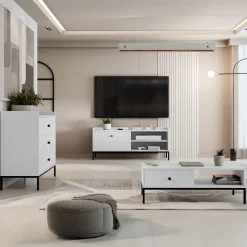 Garnero Arredamenti Cassettiera|Cassettiera-Cassettiera 80x80h cm design moderno 3 cassetti bianco Pollon Bianco Opaco