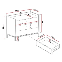 Garnero Arredamenti Cassettiera|Cassettiera-Cassettiera 80x80h cm design moderno 3 cassetti nero Pollon Nero Opaco