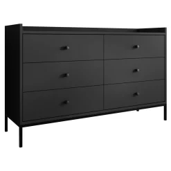 Garnero Arredamenti Cassettiera|Cassettiera-Cassettiera 130x80h cm design moderno 6 cassetti nero Pollon Nero Opaco
