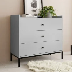 Garnero Arredamenti Cassettiera|Cassettiera-Cassettiera 80x80h cm design moderno 3 cassetti Pollon Grigio