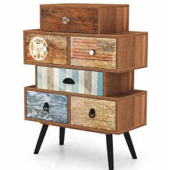 Garnero Arredamenti Cassettiera|Cassettiera-Cassettiera 63x85h cm industrial multicolore acciaio nero Kabul