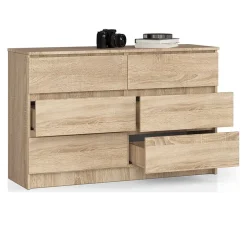 Garnero Arredamenti Cassettiera|Cassettiera-Cassettiera 120x77h cm moderna 6 cassetti Living Rovere