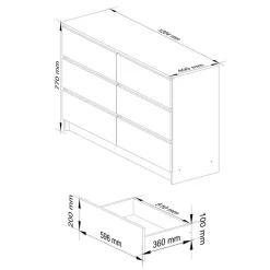 Garnero Arredamenti Cassettiera|Cassettiera-Cassettiera 120x77h cm moderna 6 cassetti Living Rovere