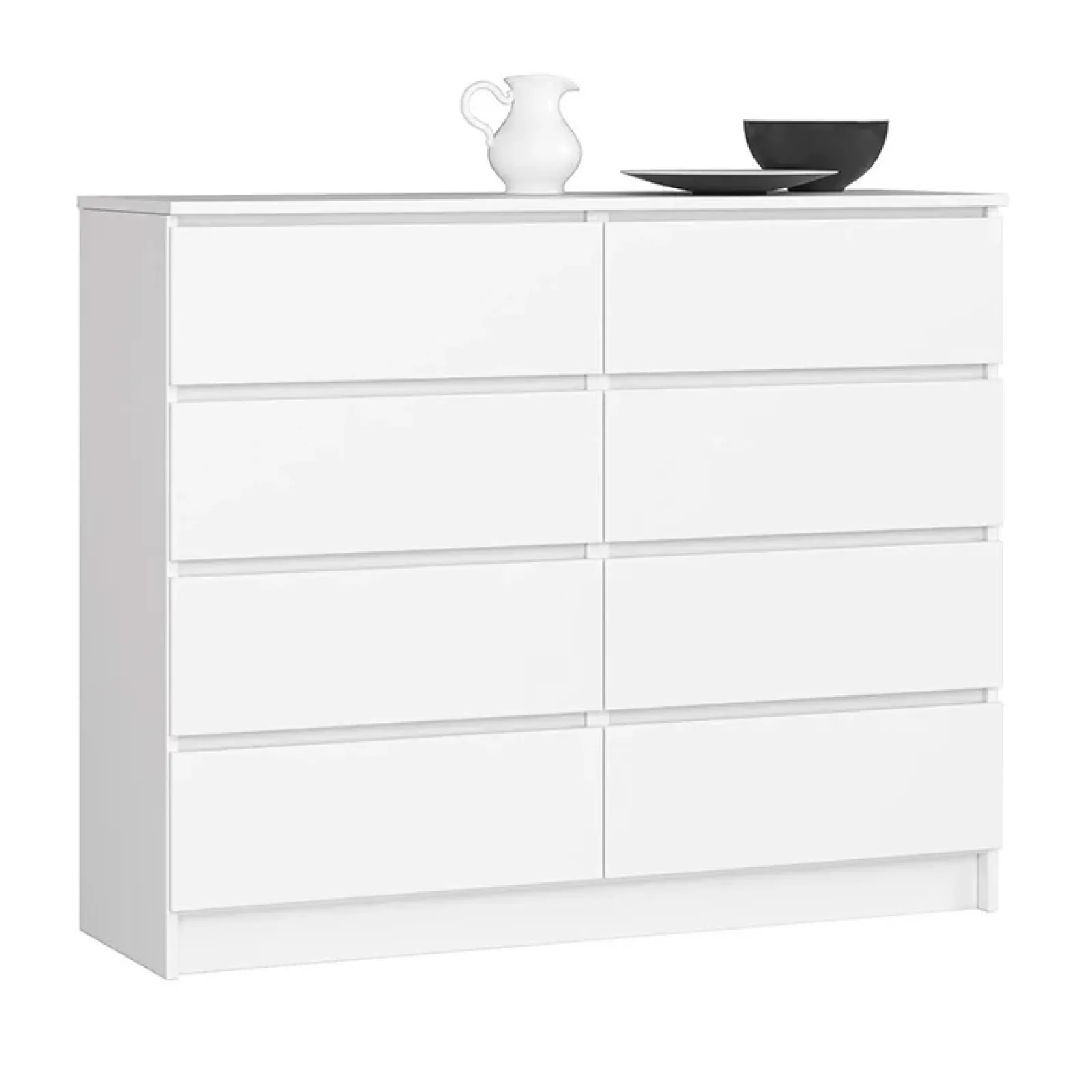 Garnero Arredamenti Cassettiera|Cassettiera-Cassettiera 120x100h cm moderna 8 cassetti bianco Living Bianco Opaco