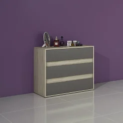 Garnero Arredamenti Comò|Comò-Cassettiera 80x70h cm moderna rovere grigio Altea