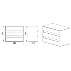 Garnero Arredamenti Comò|Comò-Cassettiera 80x70h cm moderna rovere grigio Altea