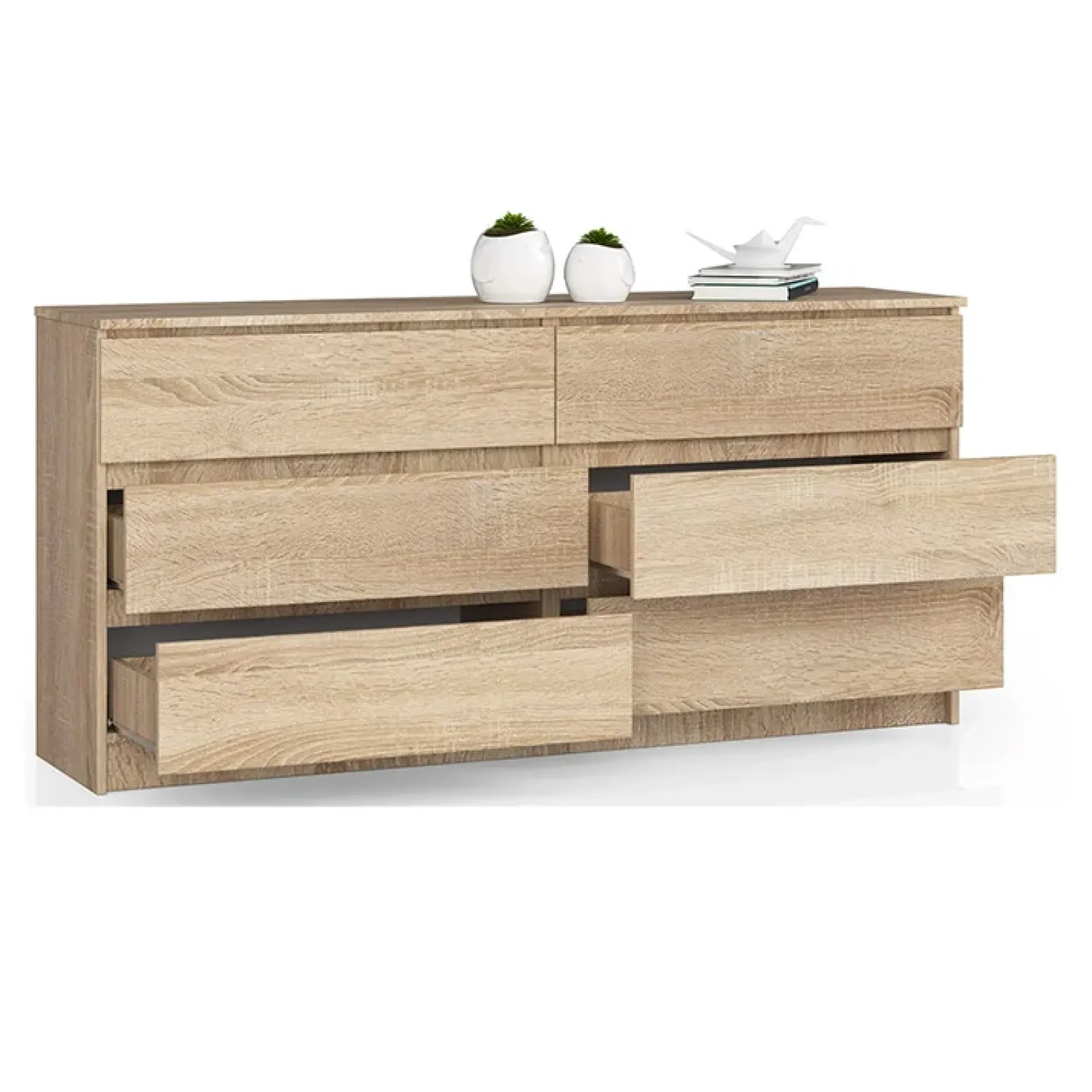 Garnero Arredamenti Cassettiera|Cassettiera-Cassettiera 160x77h cm moderna 6 cassetti Living Rovere