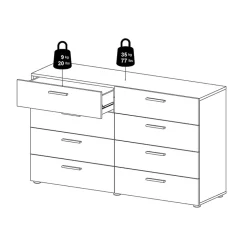 Garnero Arredamenti Cassettiere Ufficio|Cassettiera-Cassettiera 138x83h cm moderna bianco lucido rovere Betty Gihome®