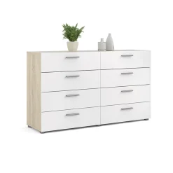 Garnero Arredamenti Cassettiere Ufficio|Cassettiera-Cassettiera 138x83h cm moderna bianco lucido rovere Betty Gihome®