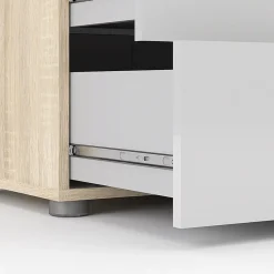 Garnero Arredamenti Cassettiere Ufficio|Cassettiera-Cassettiera 138x83h cm moderna bianco lucido rovere Betty Gihome®