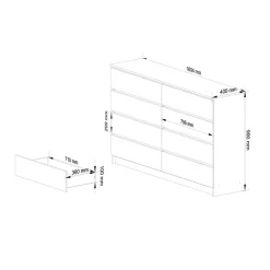 Garnero Arredamenti Cassettiera|Cassettiera-Cassettiera 160x100h cm moderna 8 cassetti Living Rovere