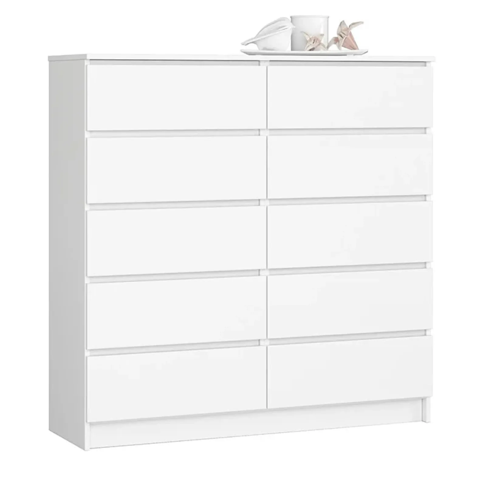Garnero Arredamenti Cassettiera|Cassettiera-Cassettiera 120x120h cm moderna 10 cassetti bianco Living Bianco Opaco