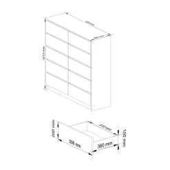 Garnero Arredamenti Cassettiera|Cassettiera-Cassettiera 120x120h cm moderna 10 cassetti bianco Living Bianco Opaco
